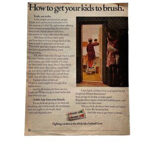 1971 Crest Toothpaste Full Page u Vintage Print Ad Boy Brushing Teeth Parents Wa
